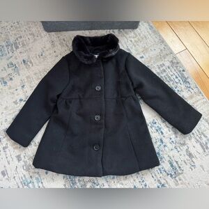2T Children’s Place Stylish Black Peacoat with Faux Fur Collar